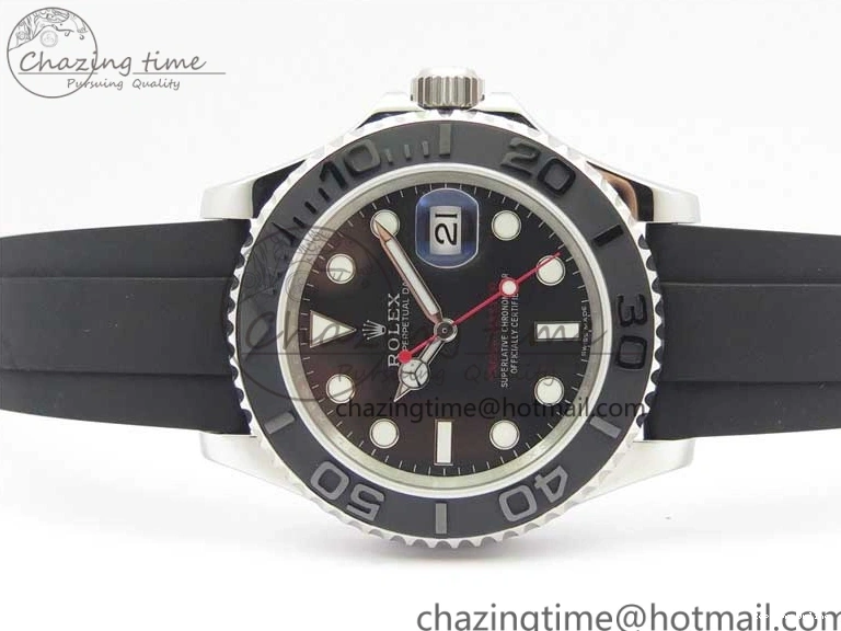 0416 Yacht-Master 116655 ARF SS Custom Made Black Ceramic Bezel on Oysterflex Rubber Strap A HighPerformance 3064